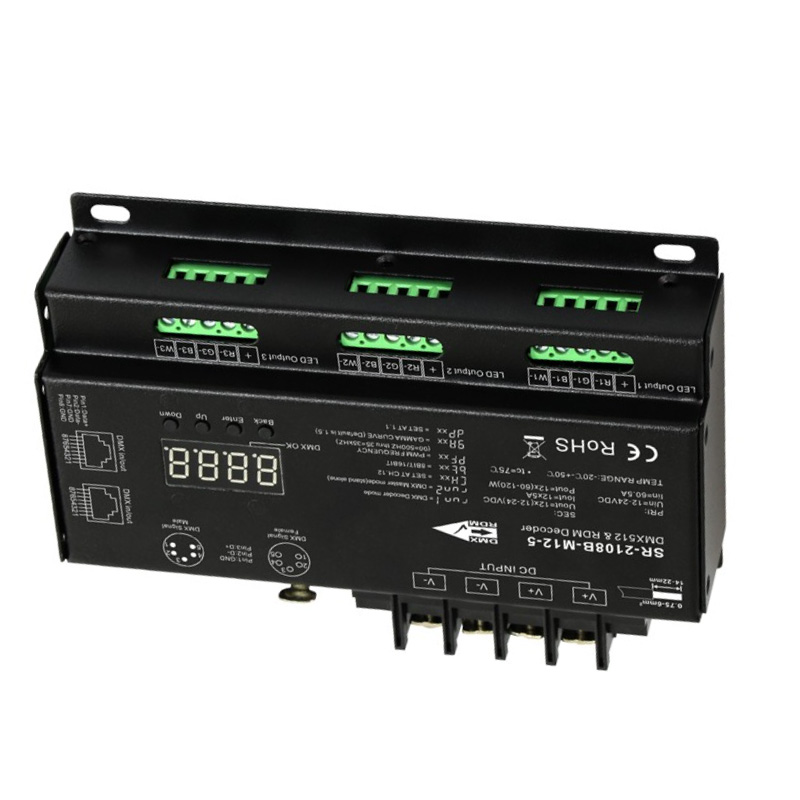 SR-2108B-M12 RGB RGBW LED Lights RDM 12CH DMX Decoder Controller SR-2108B-M12 RGB RGBW LED Lights RDM 12CH DMX Decoder Controller