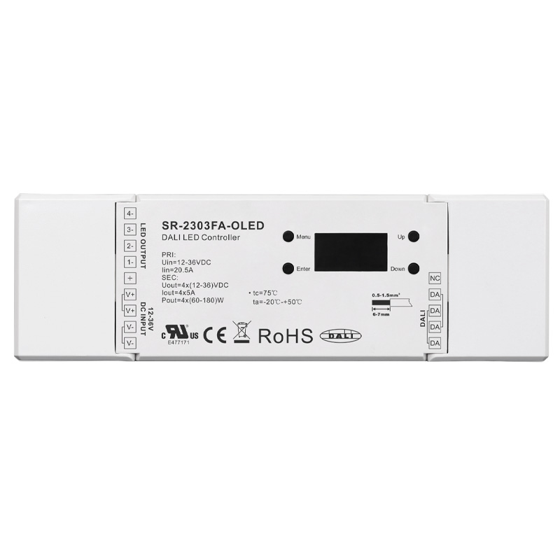 SR-2303FA-OLED DALI DT6 Dimmcontroller mit DALI Masterfunktion SR-2303FA-OLED DALI DT6 Dimmcontroller mit DALI Masterfunktion