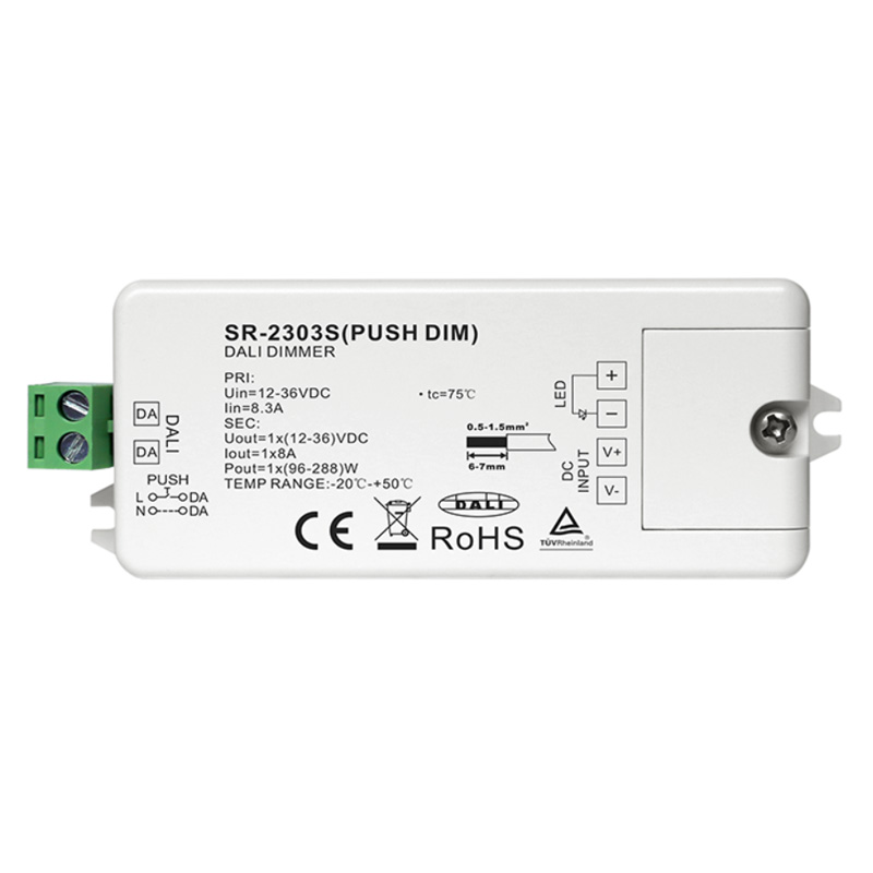 SR-2303S 12 bis 48 VDC DALI2 DT6 Push-LED-Einzelfarbdimmer