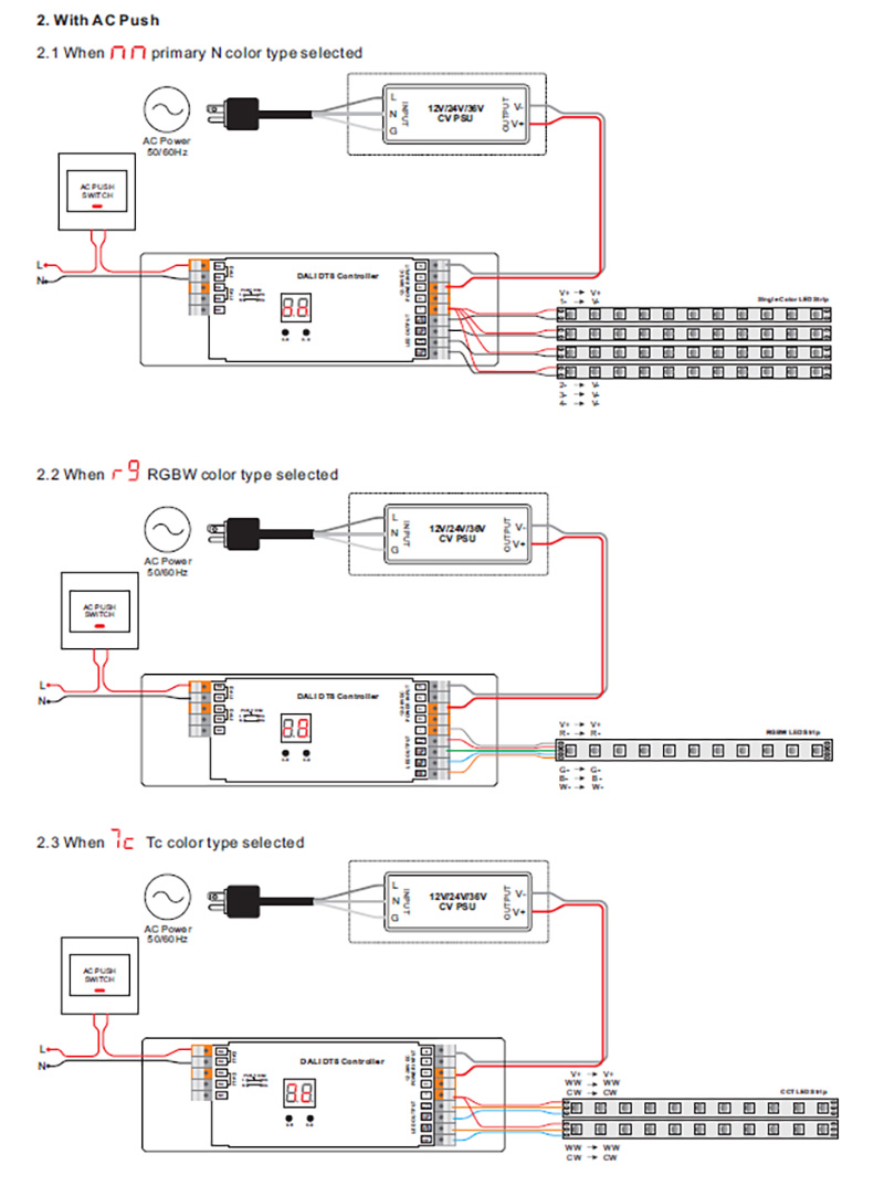 SR-2309PRO 12 bis 36 VDC DALI DT8 dimmbarer 4-Kanal-LED-Controller – Anschlussdiagramm