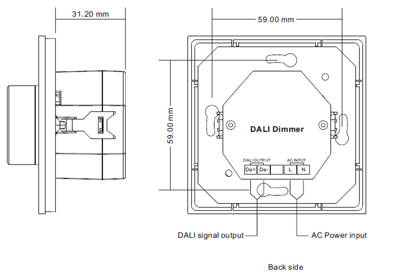 SR-2400RB-CCT AC CCT LED Rotary DALI DT8 Controller Master Dimension