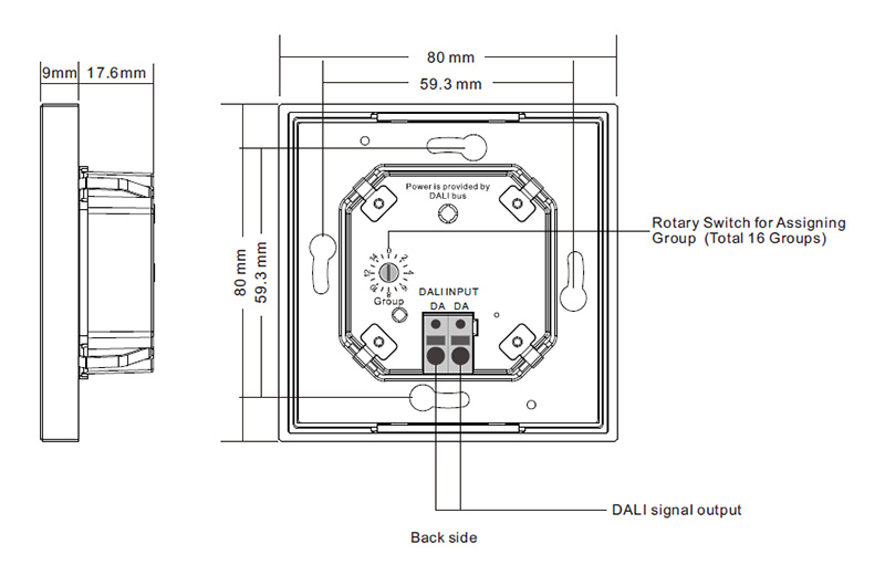 SR-2422NK4-DIM-G2 DALI Groups Control Panel for Single Color Light Dimension