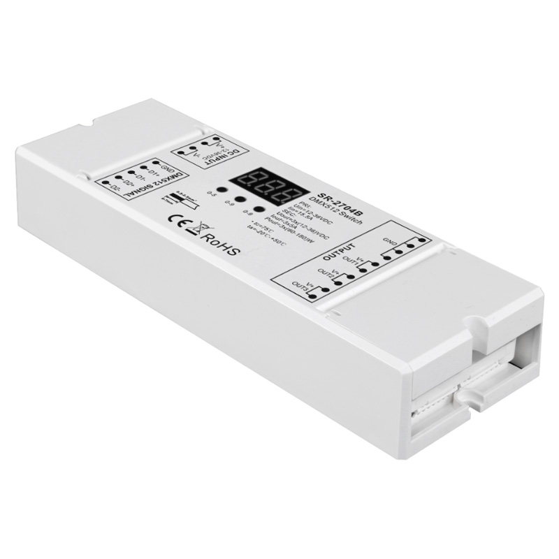 SR-2704B CV 12 to 36VDC 3CH Dimmable DMX512 Switch SR-2704B CV 12 to 36VDC 3CH Dimmable DMX512 Switch