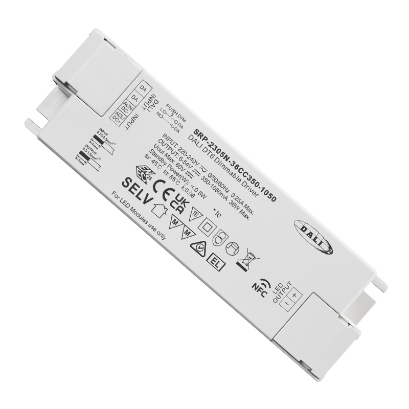 Dimmbarer LED-Treiber SRP-2305N-36CC350-1050 CC NFC DALI DT6 36 W