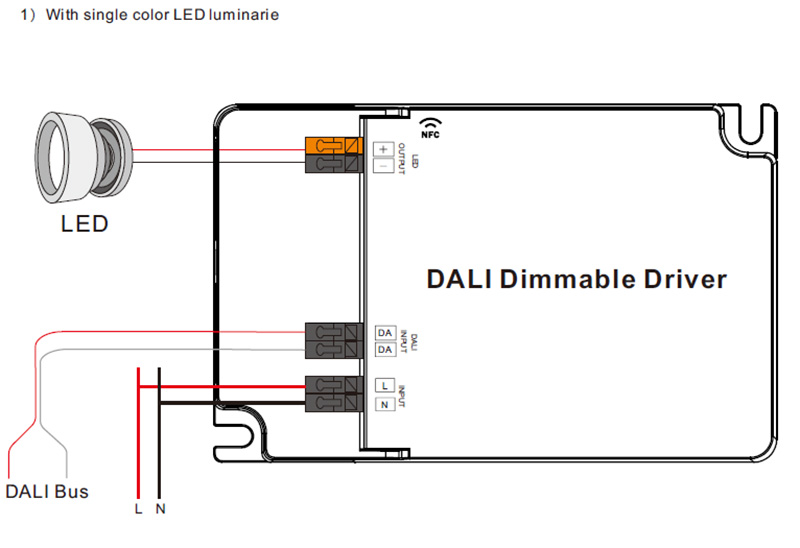 SRP-2305N-65CC500-1500 65W CC 500 to 1500mA LED Driver DALI NFC Wiring Diagram