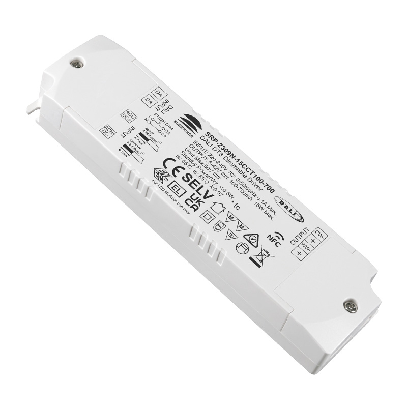 SRP-2309N-15CCT100-700 NFC DALI 2 DT8 15W CCT LED ovladač