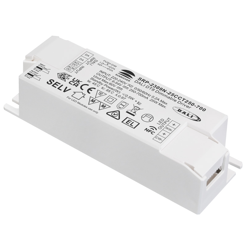 SRP-2309N-25CCT250-700 25 W CC DALI DT8 NFC CCT abstimmbarer LED-Treiber