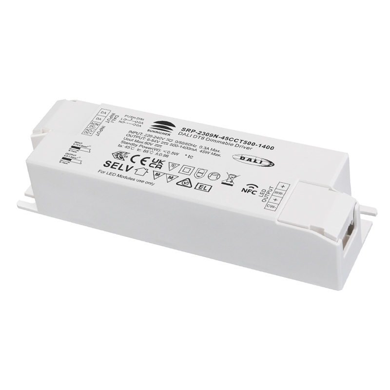 SRP-2309N-45CCT500-1400 CC CCT LED-Licht NFC DALI 2 Treiber 45W SRP-2309N-45CCT500-1400 CC CCT LED-Licht NFC DALI 2 Treiber 45W
