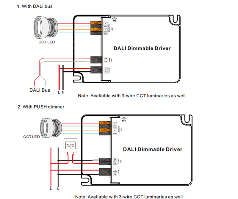 SRP-2309N-65CCT500-1500 65W DALI NFC LED světlo CCT Driver Schéma zapojení CC