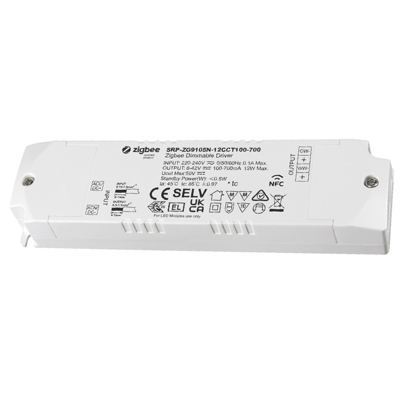 SRP-ZG9105N-12CCT100-700 CC Dimmbarer NFC Zigbee CCT LED-Treiber 12W SRP-ZG9105N-12CCT100-700 CC Dimmbarer NFC Zigbee CCT LED-Treiber 12W