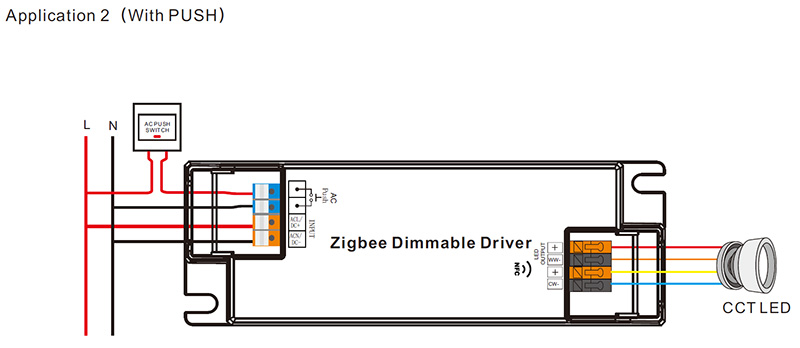 SRP-ZG9105N-25CCT250-700 CC NFC CCT Zigbee LED Driver Dimmer 25W Schéma zapojení