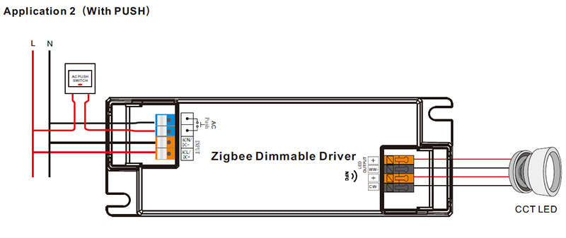 SRP-ZG9105N-45CCT500-1400 CC Zigbee CCT LED Dimmbarer Treiber NFC Schaltplan