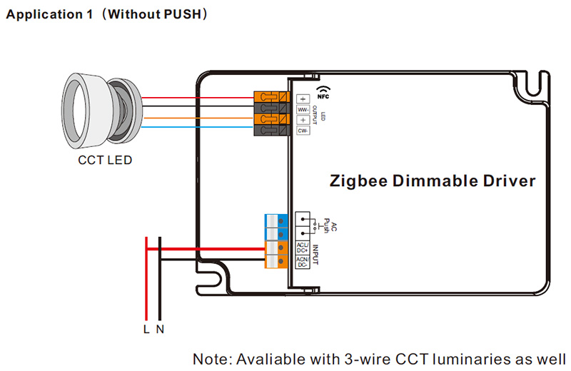 SRP-ZG9105N-65CCT500-1500 NFC CCT 500 až 1500 mA LED ovladač Zigbee schéma zapojení
