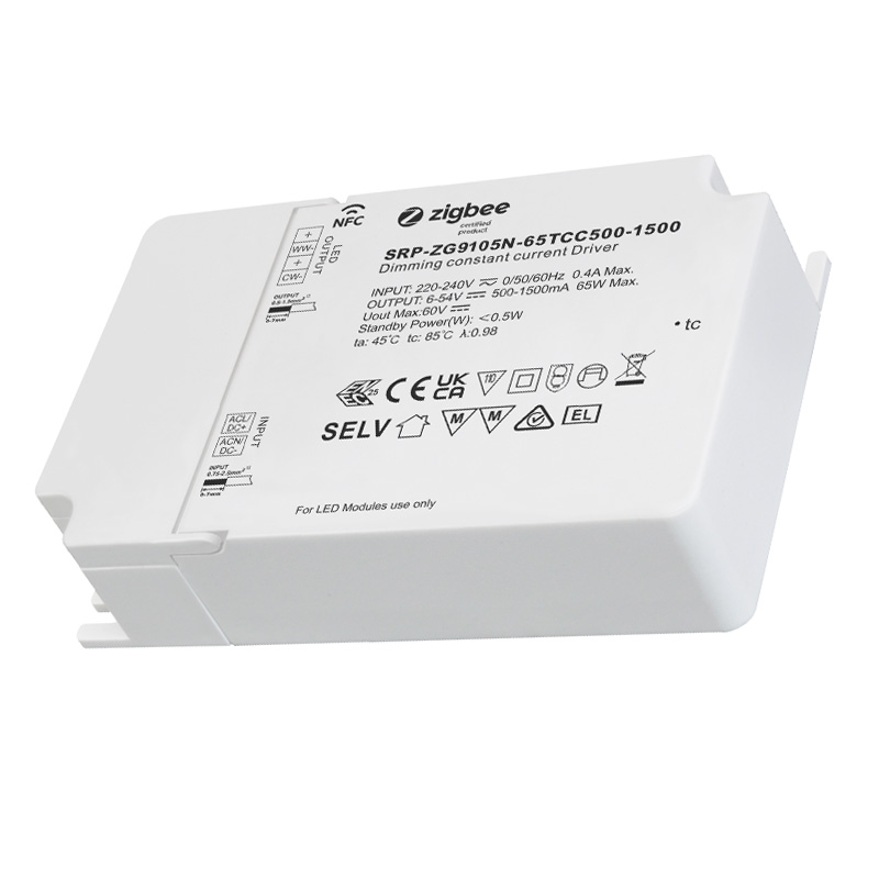 SRP-ZG9105N-65CCT500-1500 NFC CCT 500 až 1500 mA LED ovladač Zigbee SRP-ZG9105N-65CCT500-1500 NFC CCT 500 až 1500 mA LED ovladač Zigbee