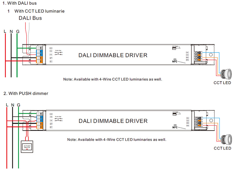 SRPL-2309N-50CCT650-1300 CC CCT LED NFC DALI Dimmtreiber 50W Schaltplan
