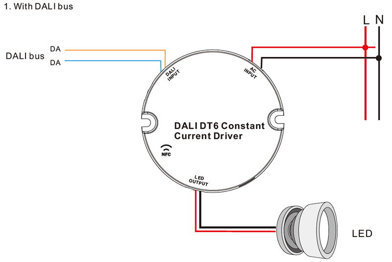 SRPY-2305N-36CC600-1200 CC DALI 36W LED-Streifenlichttreiber NFC-Schaltplan