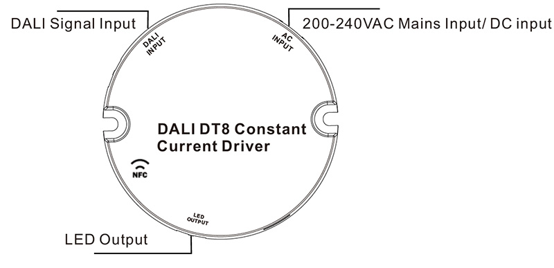 SRPY-2309N-36CCT600-1200 36W CC CCT LED DALI NFC Driver Supply Function introduction