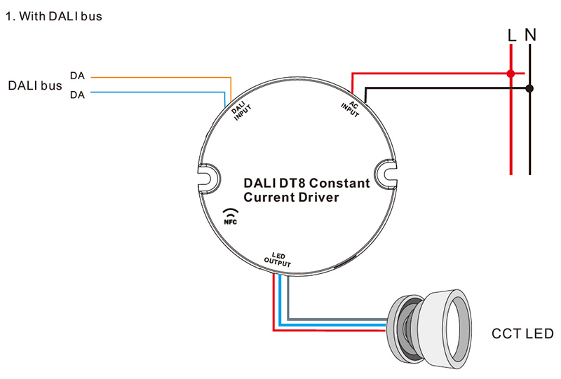 SRPY-2309N-36CCT600-1200 36W CC CCT LED DALI NFC Driver Supply Wiring Diagram