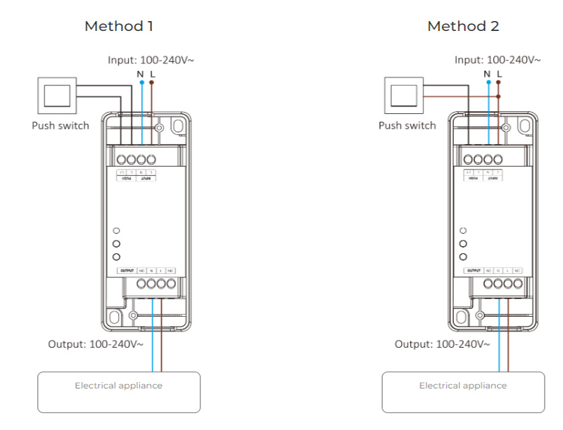 SWL AC To AC RF Bluetooth tlačítko Tuya WiFi Smart Switch Diagram