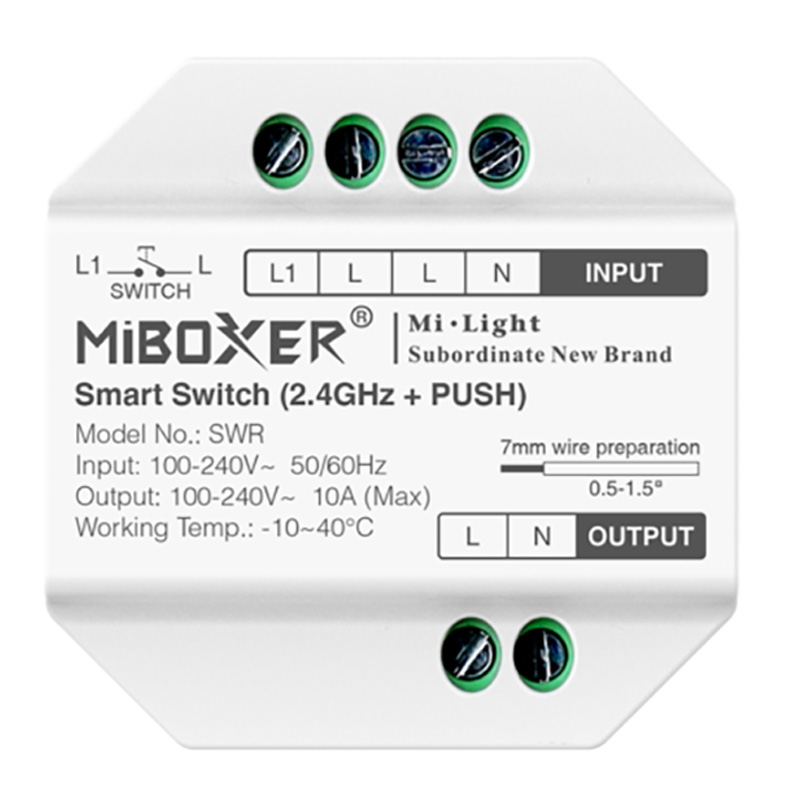 Inteligentní tlačítkový spínač SWR 10A RF Wireless AC to AC