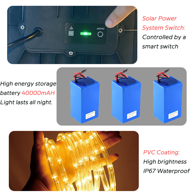 Solarbetriebenes IP67 wasserdichtes LED-Lichterketten-Set mit warmweißer PVC-Beschichtung Solarbetriebenes IP67 wasserdichtes LED-Lichterketten-Set mit warmweißer PVC-Beschichtung