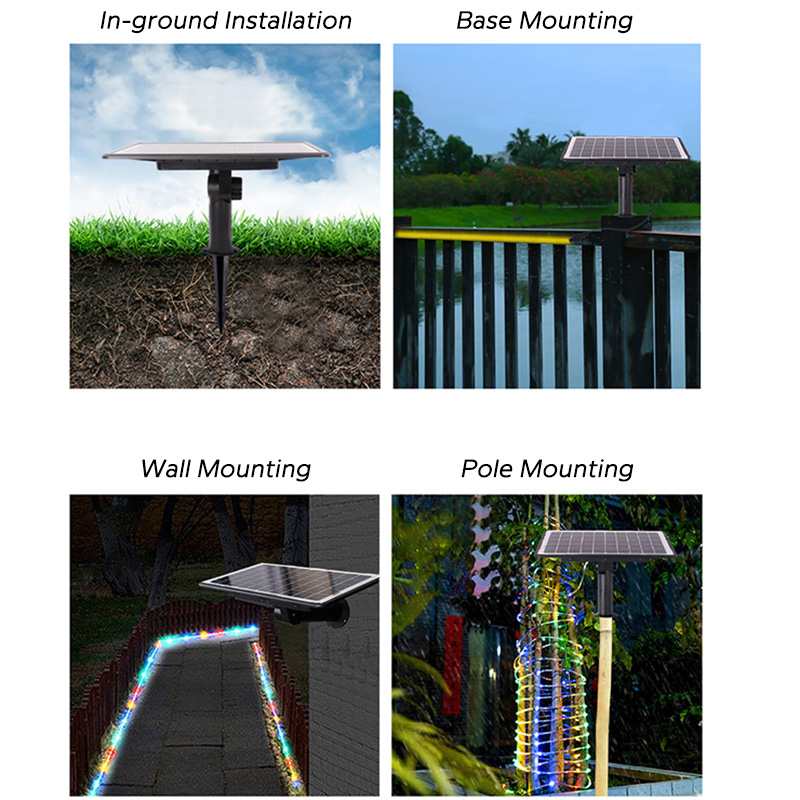 Solarbetriebenes IP67 wasserdichtes LED-Lichterketten-Set mit warmweißer PVC-Beschichtung Solarbetriebenes IP67 wasserdichtes LED-Lichterketten-Set mit warmweißer PVC-Beschichtung