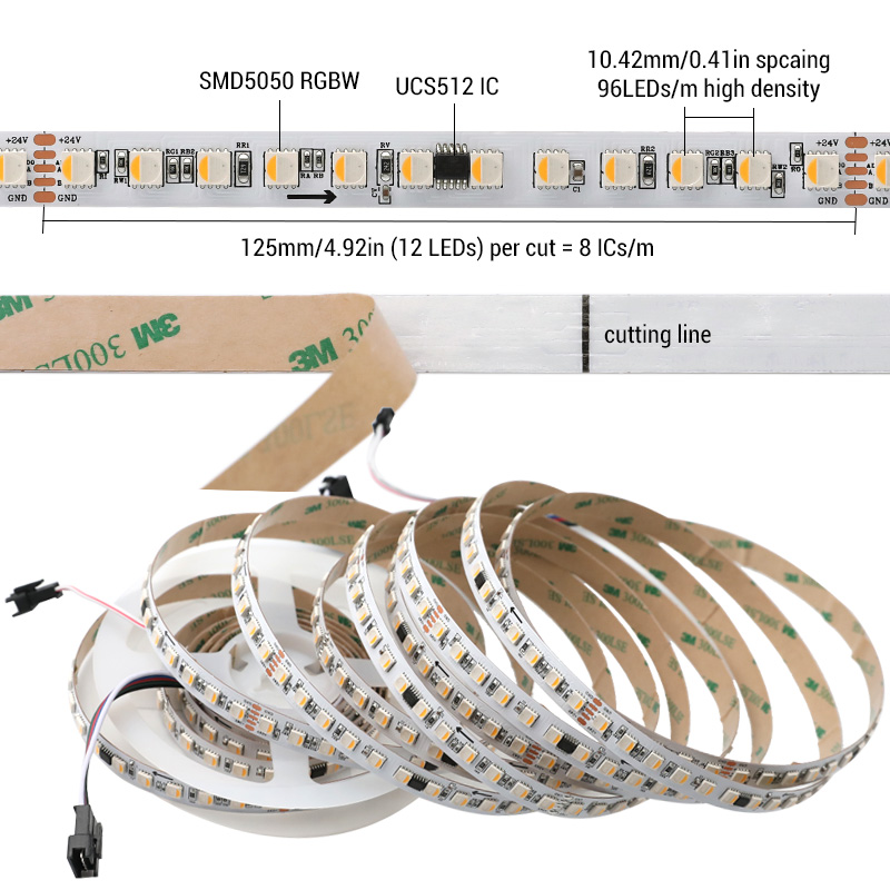 UCS512H 5050 LED 480LEDs 24VDC DMX Addressable RGBW Strip 12mm UCS512H 5050 LED 480LEDs 24VDC DMX Addressable RGBW Strip 12mm