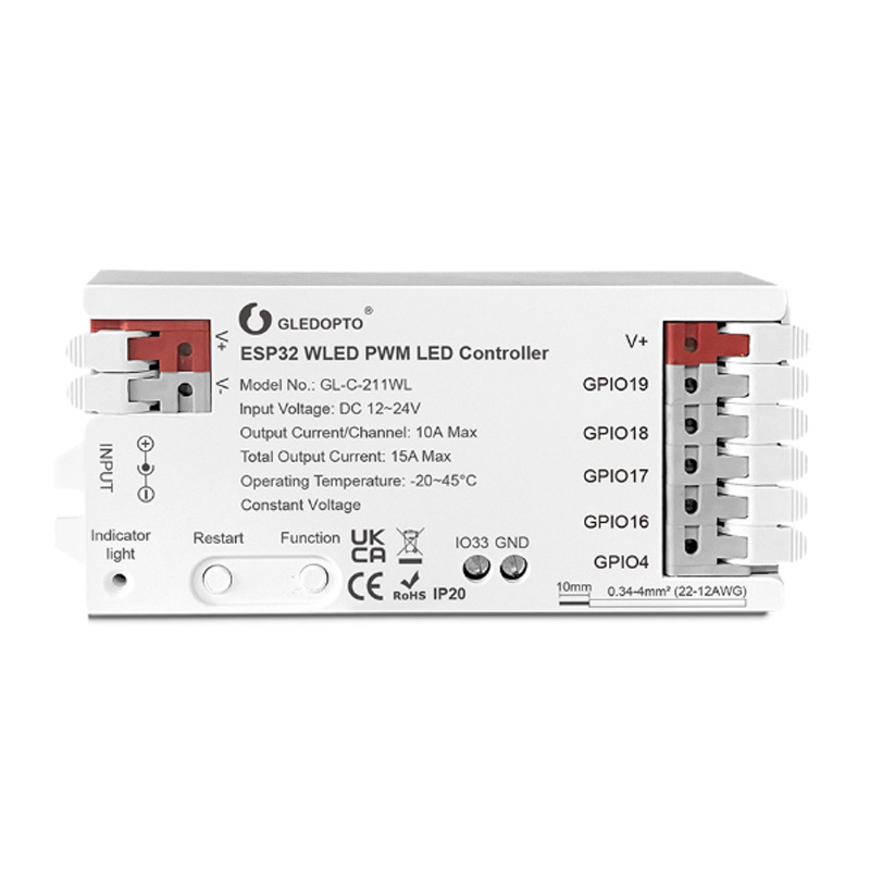 Kabelloser 5-in-1-Streifen WLED ESP32 WiFi LED PWM-Controller