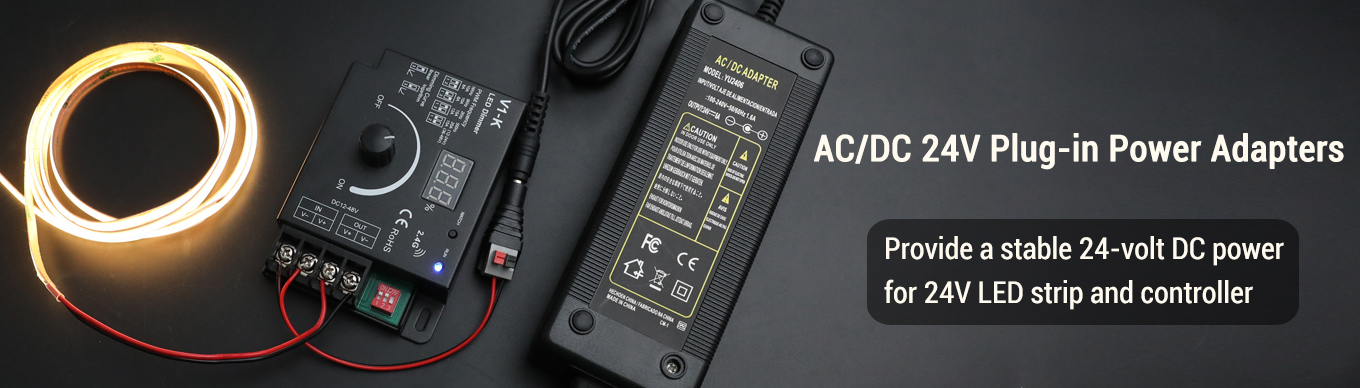AC/DC 24V Plug-in Power Adapters For LED Strip Lights