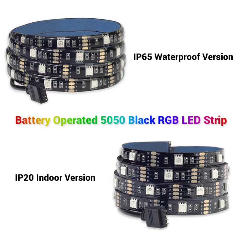 Remote Battery Operated 5050 Black RGB Led Tape Lights With Switch Battery Pack Remote Battery Operated 5050 Black RGB Led Tape Lights With Switch Battery Pack