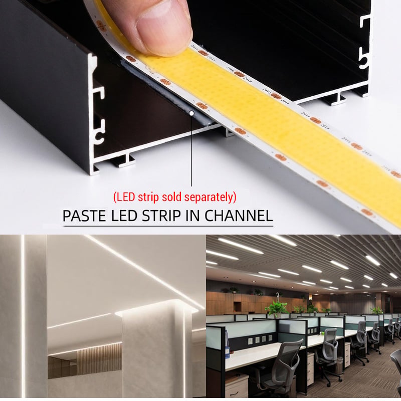 Buint-in COB Black Large Flat LED Tape Aluminium Profile