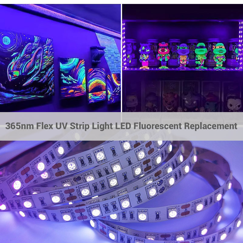 Blacklight 365nm LED Ultraviolet Safe SMD5050 UV Strip Light Fluorescent Replacement Blacklight 365nm LED Ultraviolet Safe SMD5050 UV Strip Light Fluorescent Replacement