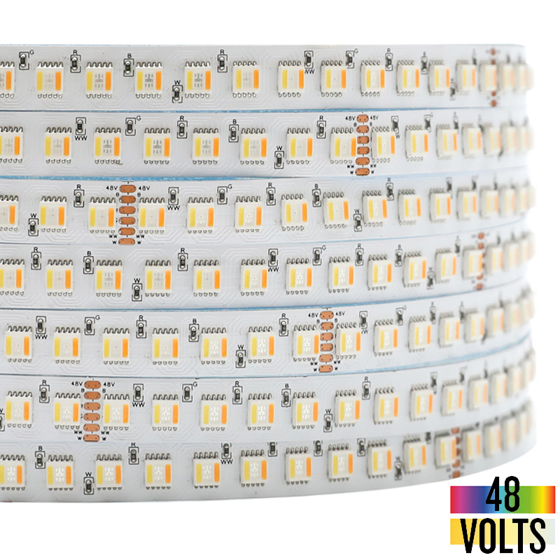 Bright 48 Volt RGBTW LED 5-in-1 5050 RGB Tunabel White Long Strip Lights 20M Max