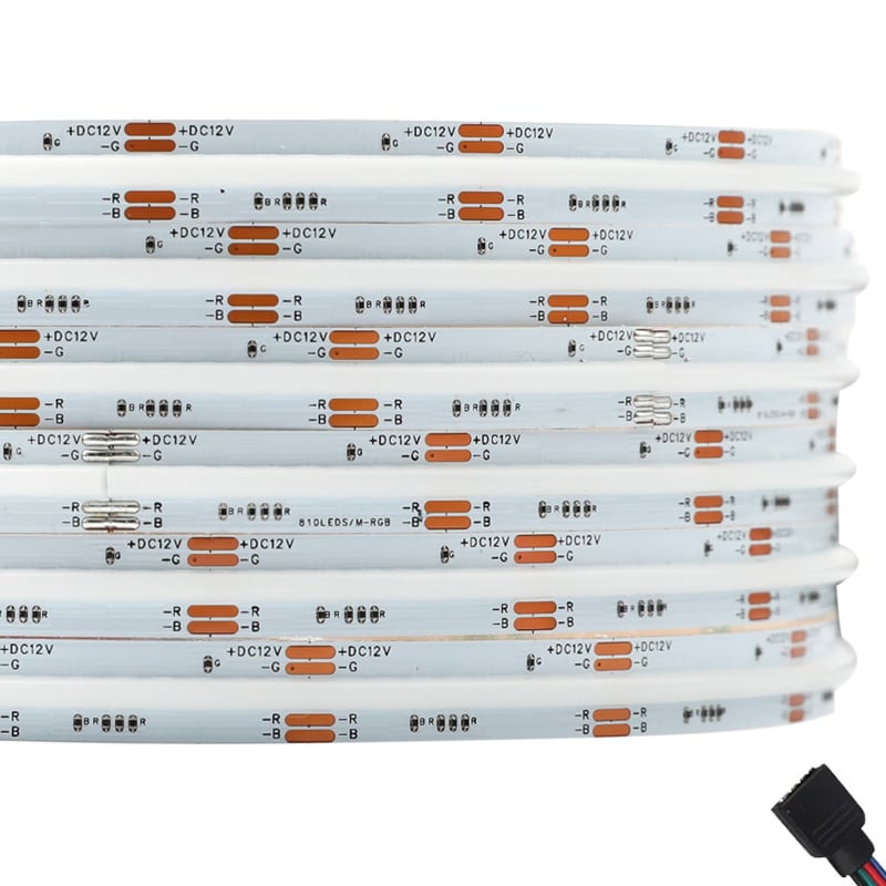 DC12V Uniform COB Bright RGB Color Changing LED Strip Light