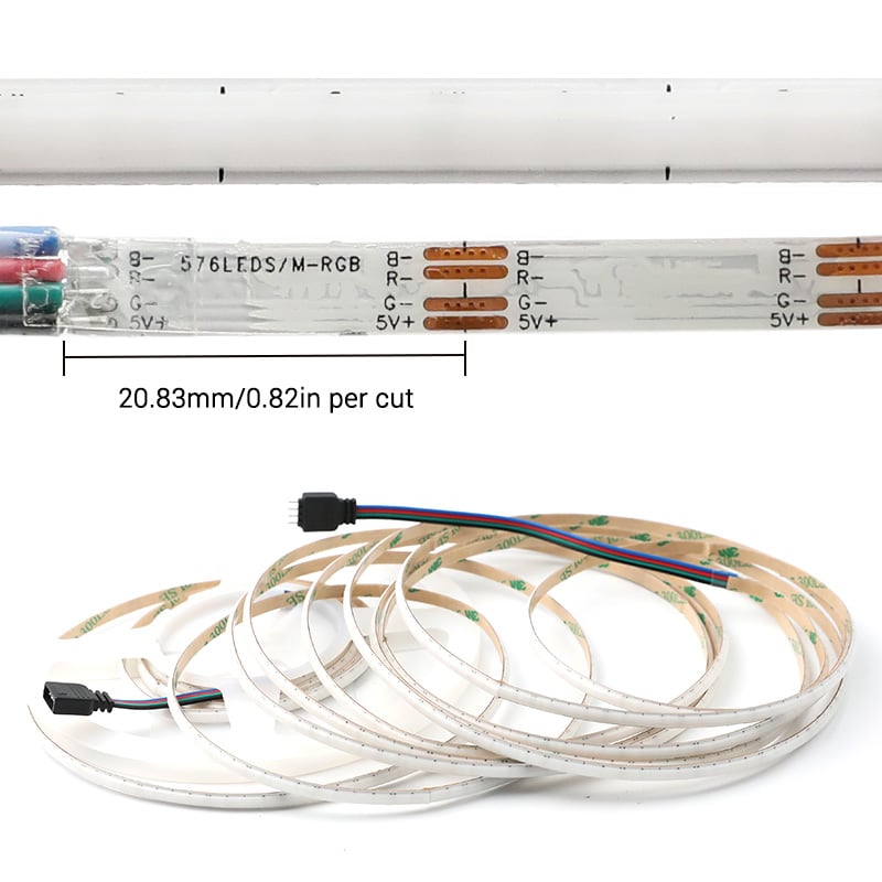 DC5V Multi Color RGB LED Light Strip 5mm COB 576 High Density Ambient Glow DC5V Multi Color RGB LED Light Strip 5mm COB 576 High Density Ambient Glow