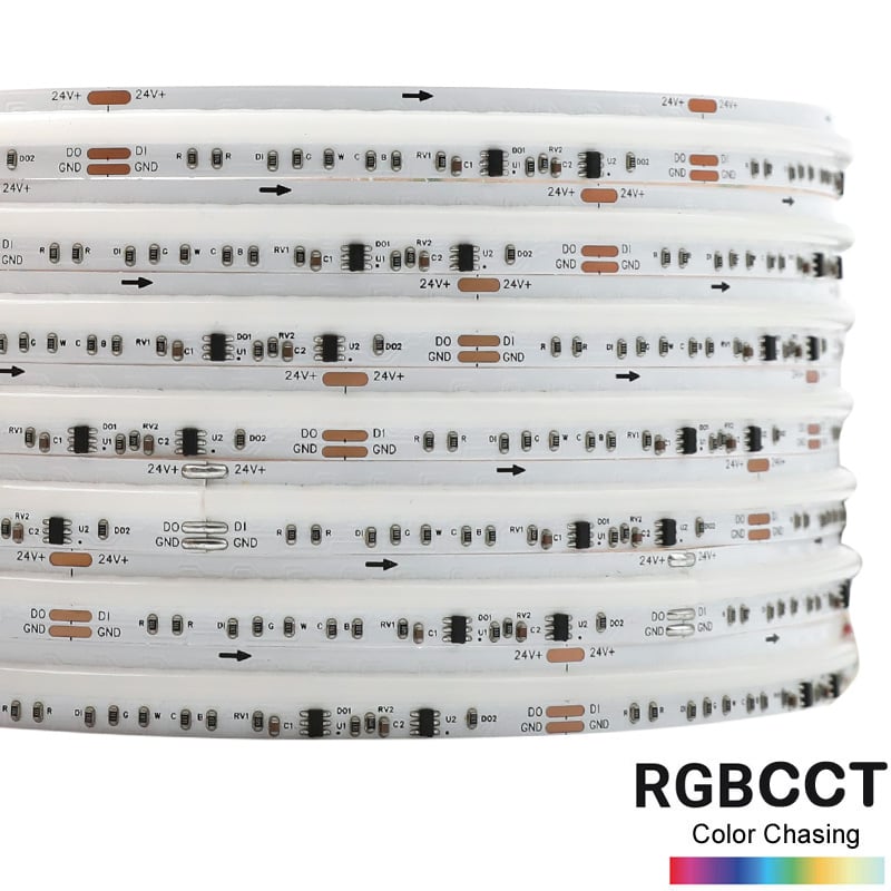 DC24V Digital LED RGBWC Addressable RGB Tunable White COB Lighting Strip DC24V Digital LED RGBWC Addressable RGB Tunable White COB Lighting Strip