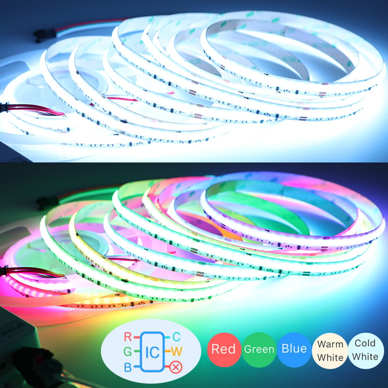 DC24V Digital LED RGBWC Addressable RGB Tunable White COB Lighting Strip DC24V Digital LED RGBWC Addressable RGB Tunable White COB Lighting Strip