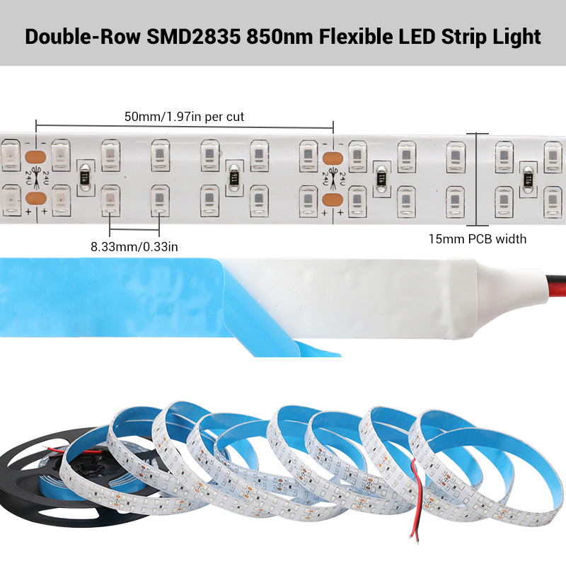 SMD2835 Dual Row Higher Power 95W IR Led 850nm Strip SMD2835 Dual Row Higher Power 95W IR Led 850nm Strip