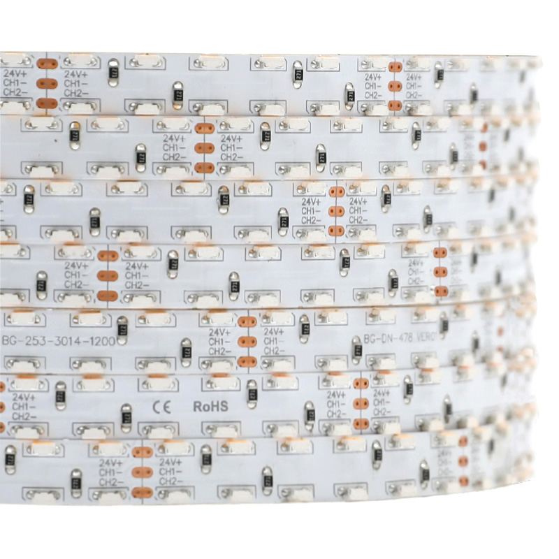 Zweireihige, seitlich emittierende Serie DC24V 335SMD 1200LEDs Flexible LED-Bandbeleuchtung 16.4 Fuß/Rolle