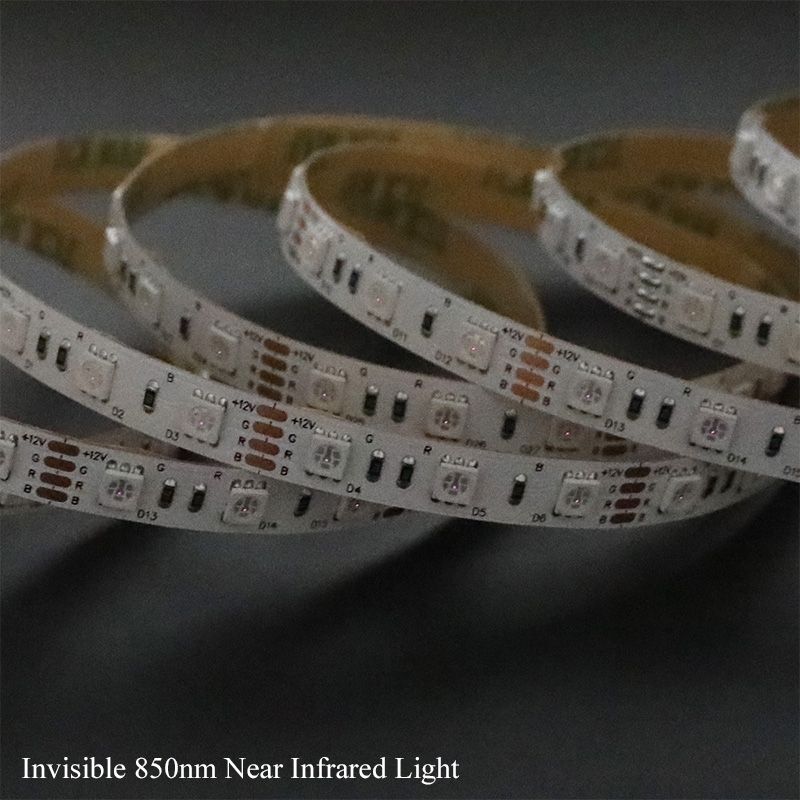 Dvojité 660nm červené a 850nm NIR 3-v-1 LED třípásmové páskové světlo Dvojité 660nm červené a 850nm NIR 3-v-1 LED třípásmové páskové světlo