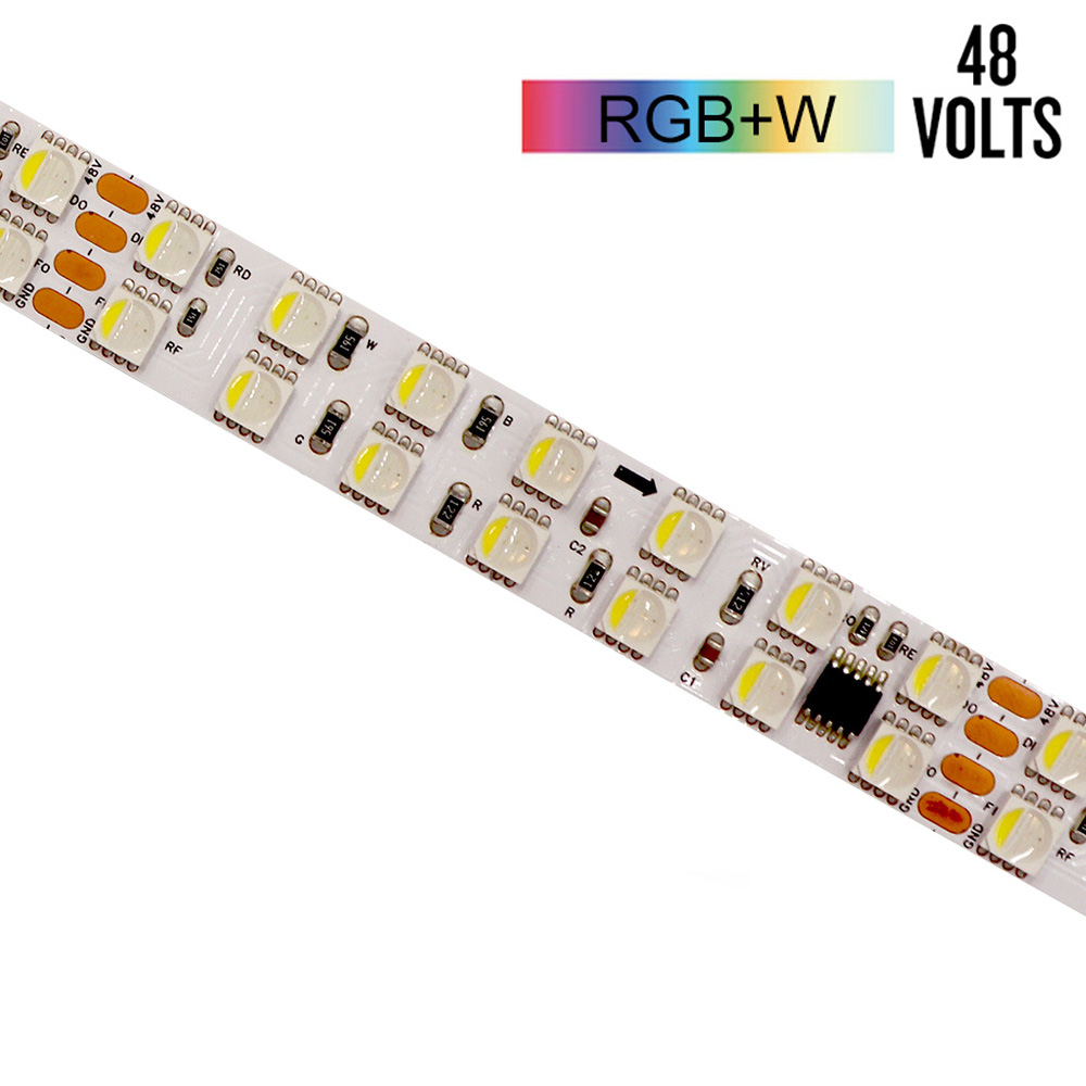 Dual-Row Bright 48V Long Addressable UCS7624 RGBW LED Strip (to 20 Meters)