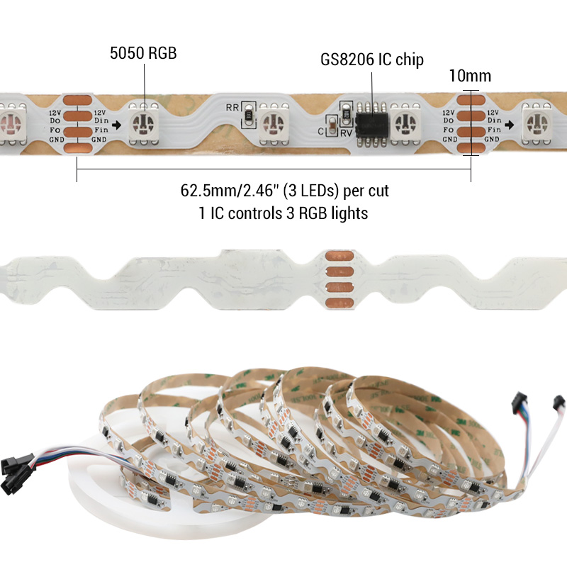 12V GS8206 Auto RGB Color Changing Cobra Light Strip