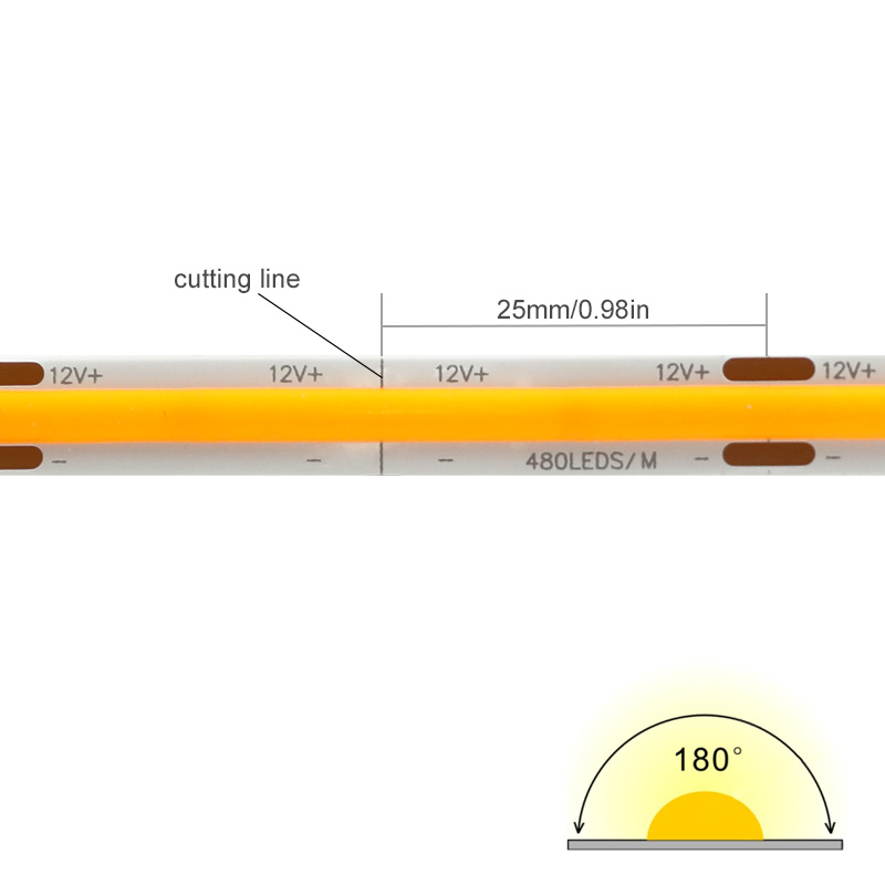 12V and 24V High Density 1800K Yellow Amber COB Led Strip Lights 12V and 24V High Density 1800K Yellow Amber COB Led Strip Lights
