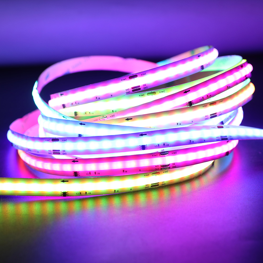 High-Efficiency 24V RGBIC 420Chips/m Cob Addressable LED Strip