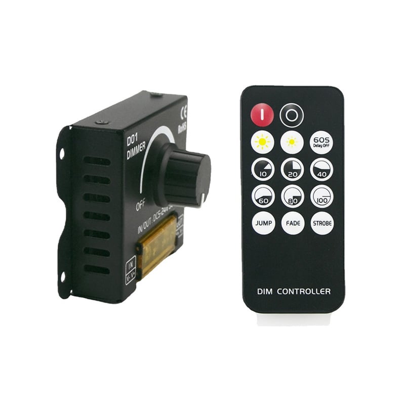 DC 5 to 24V High Power 30A Knob LED Dimmer Controller Remote Set DC 5 to 24V High Power 30A Knob LED Dimmer Controller Remote Set
