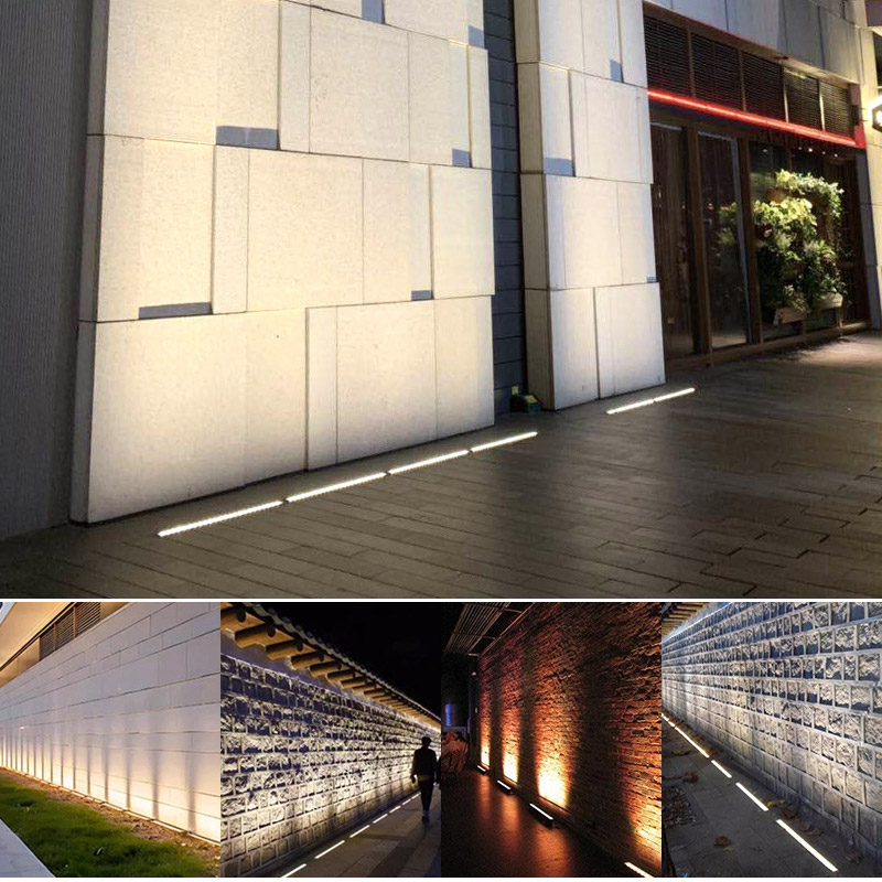 Im Boden versenkbarer, linearer LED-Wallwasher für den Außenbereich mit DMX RGB-Tunable White Im Boden versenkbarer, linearer LED-Wallwasher für den Außenbereich mit DMX RGB-Tunable White