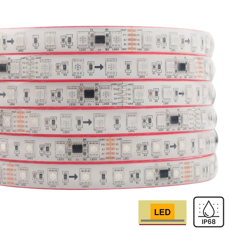 IP68-Rated Solid Silicone Waterproof DMX512 5050 RGB LED Ribbon Light Strip IP68-Rated Solid Silicone Waterproof DMX512 5050 RGB LED Ribbon Light Strip