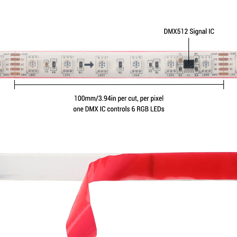 IP68-Rated Solid Silicone Waterproof DMX512 5050 RGB LED Ribbon Light Strip IP68-Rated Solid Silicone Waterproof DMX512 5050 RGB LED Ribbon Light Strip