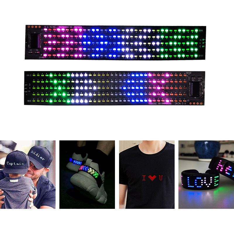 Flexibilní LED panely pro boty, tašky a čepice ovládané aplikací LED Flexibilní LED panely pro boty, tašky a čepice ovládané aplikací LED