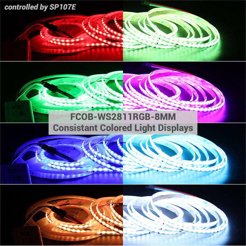 Mini 8mm WS2811 COB IC RGB Led Strip 24V Color Chasing 50 Segments Lights 60W Mini 8mm WS2811 COB IC RGB Led Strip 24V Color Chasing 50 Segments Lights 60W